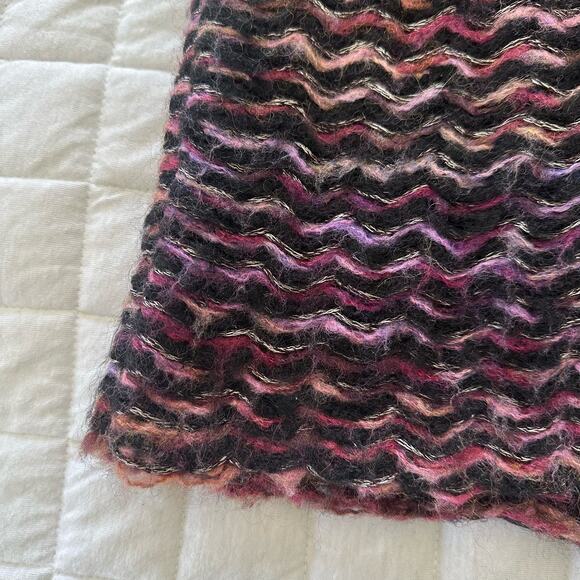 KNITTED KNOTTED Womens Skirt 12 Purple Textured Mohair Wool Fuzzy Preppy Career - Picture 6 of 13